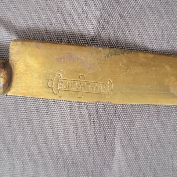 Vintage Stahl Bronce Knife With Ceramic Floral Handle & Brass Blade - Picture 3 of 6